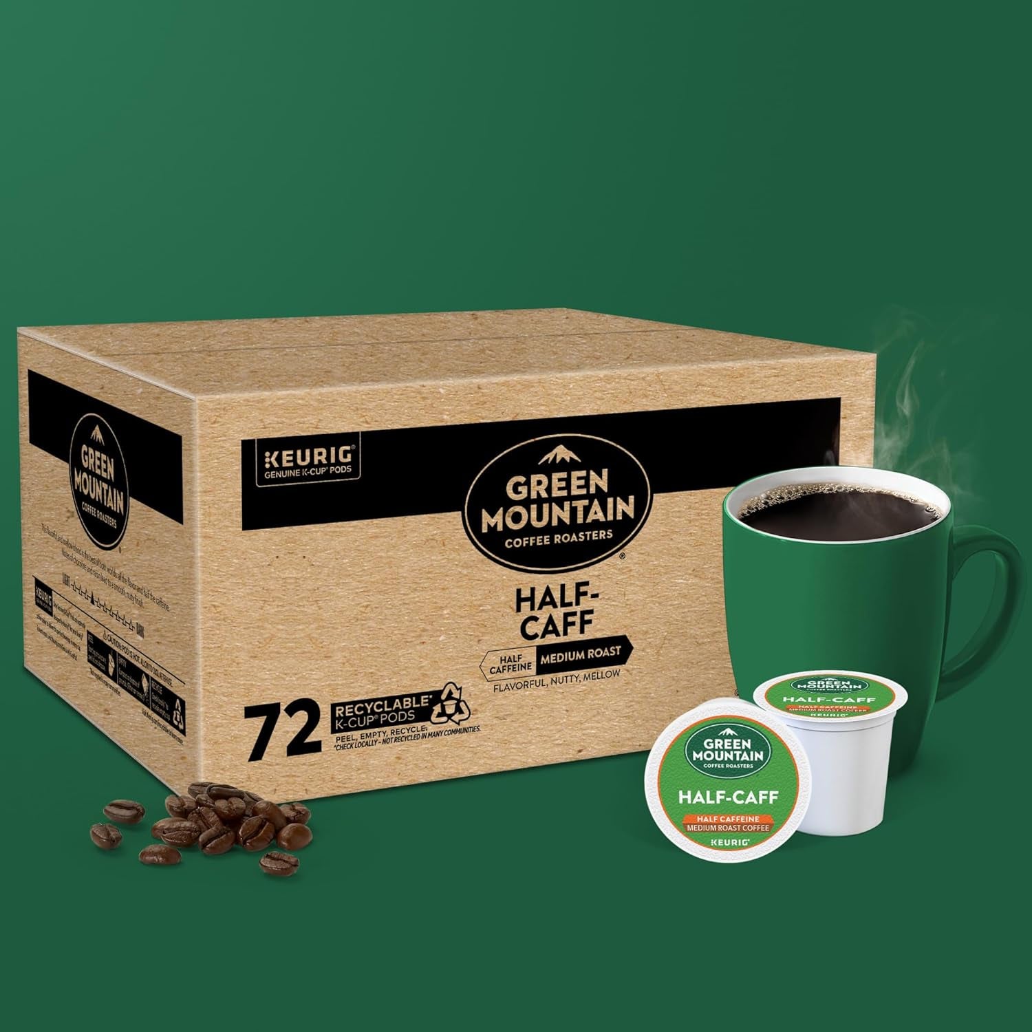 Half Caff Keurig Single-Serve K-Cup Pods, Medium Roast Coffee, 72 Count