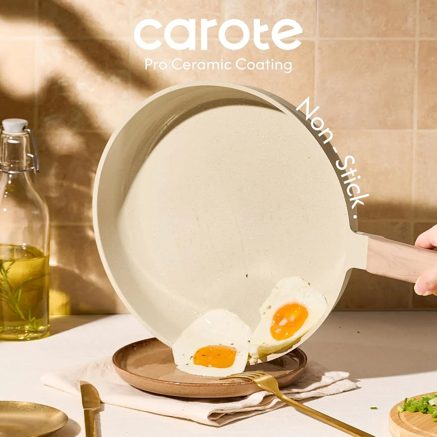 10" Frying Pan Set, Non-Toxic PTFE & PFOA Free Fry Pan & Omelet Pan, Compatible with Induction, Ceramic, Gas Cooktops
