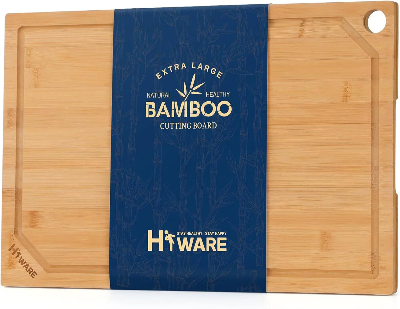 Extra Large Bamboo Cutting Board for Kitchen, Heavy Duty Wood Cutting Board with Juice Groove, 100% Organic Bamboo, Pre Oiled, 18" X 12"