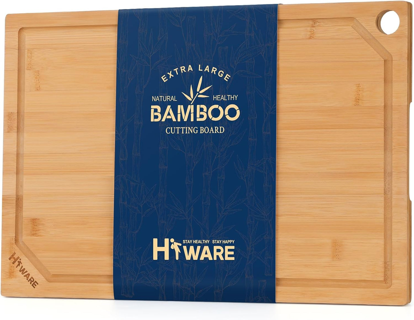 Extra Large Bamboo Cutting Board for Kitchen, Heavy Duty Wood Cutting Board with Juice Groove, 100% Organic Bamboo, Pre Oiled, 18" X 12"