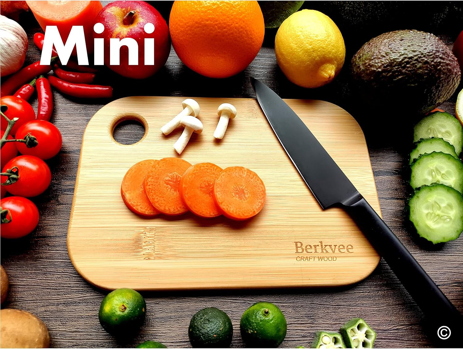 2 Pcs  Small FSC-CERTIFIED Bamboo Wood Cutting Board Set – Mini Lightweight Wooden Cutting Board- BPA Free