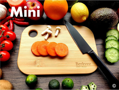 2 Pcs  Small FSC-CERTIFIED Bamboo Wood Cutting Board Set – Mini Lightweight Wooden Cutting Board- BPA Free