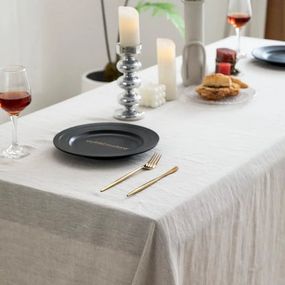 100% Pure Linen Rectangle Tablecloth 84Lx60W Inches for Dining,Weddings and Restaurants,Decorative Halloween,Thanksgiving,Christmas Table Cloth Machine Washable Tablecloths-Natural Linen