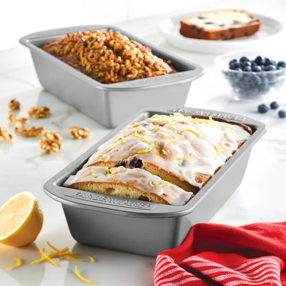 Bakeware Meatloaf/Nonstick Baking Loaf Pan Set, Two 9-Inch X 5-Inch, Gray