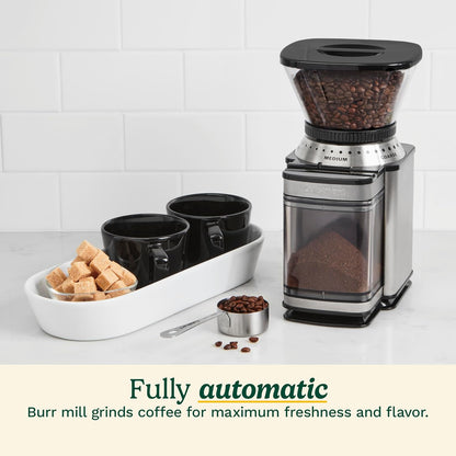 Coffee Grinder, Electric One-Touch Automatic Burr Coffee Grinder with 18-Position Grind Selector, Cup Size Selector for 4 – 18 Cups, DBM-8P1, Black Stainless