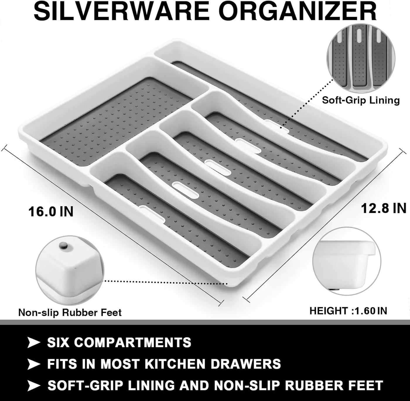 49-Piece Silverware Set with Organizer, Heavy Duty Stainless Steel Flatware Set for 8, Cutlery Utensil Sets with Steak Knives, Rust-Proof, Mirror Polished, Dishwasher Safe, Heavy Duty
