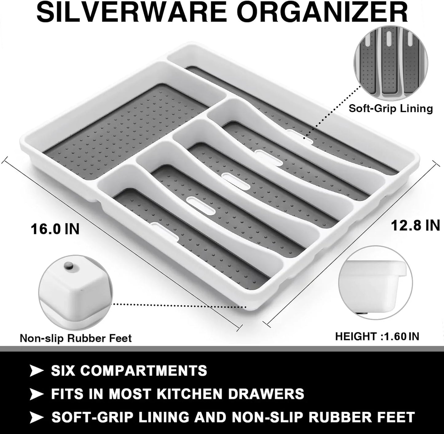 49-Piece Silverware Set with Organizer, Heavy Duty Stainless Steel Flatware Set for 8, Cutlery Utensil Sets with Steak Knives, Rust-Proof, Mirror Polished, Dishwasher Safe, Heavy Duty