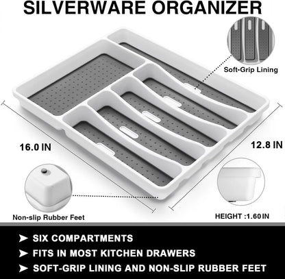 49-Piece Silverware Set with Organizer, Heavy Duty Stainless Steel Flatware Set for 8, Cutlery Utensil Sets with Steak Knives, Rust-Proof, Mirror Polished, Dishwasher Safe, Heavy Duty