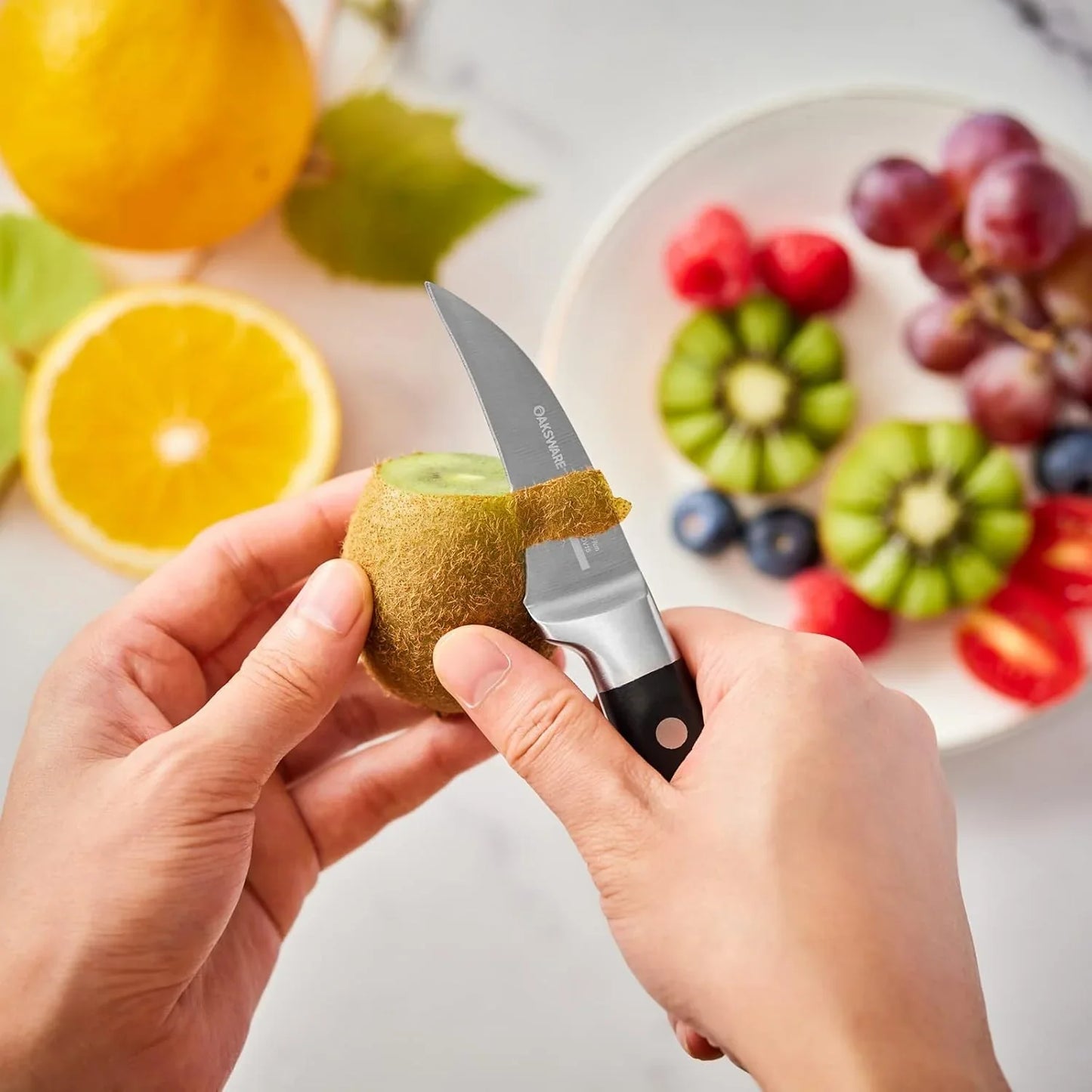 Bird Beak Paring Knife, 2.75 Inch Peeling Knives German Stainless Steel Small Curved Fruit Knifes, Razor Sharp Kitchen Pairing Knives with Ergonomic and Full Tang Handle