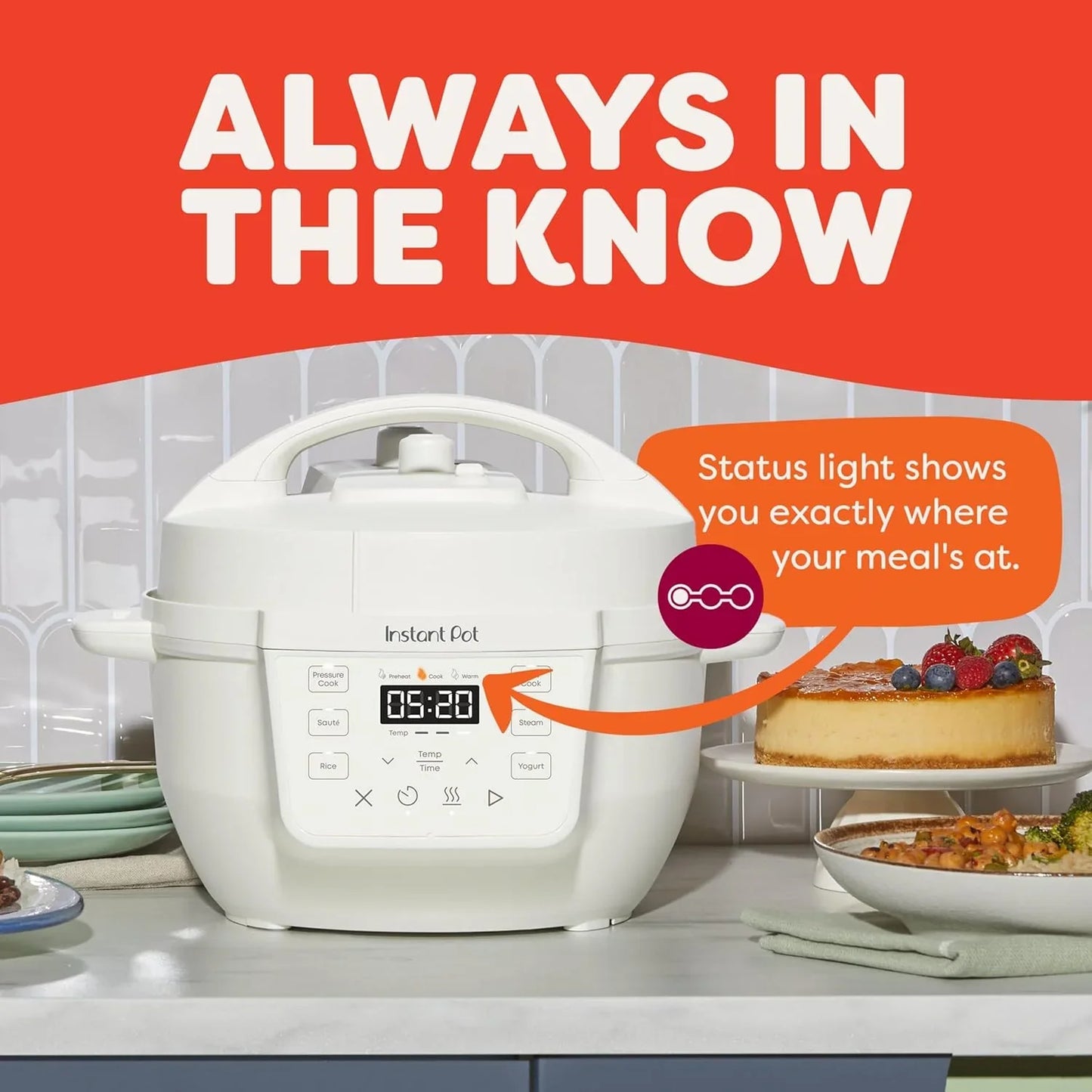 4QT RIO Mini 7-In-1 Multi-Cooker, Pressure Cooker, Slow Cook, Sauté, Steam, Rice Maker, Yogurt, & Warmer, Sea Salt, 4 Quarts
