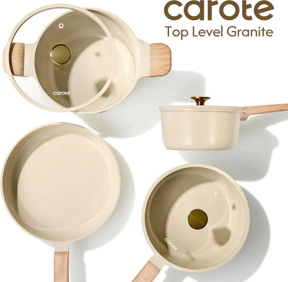 1.6Qt & 3.0Qt Sauce Pan Sets with Lid Ceramic Nonstick Pot Set Non Toxic Saucepan with Stay-Cool Handle Small Kitchen Cooking Pots, Easy to Clean, Induction Comptable, PFOA FREE