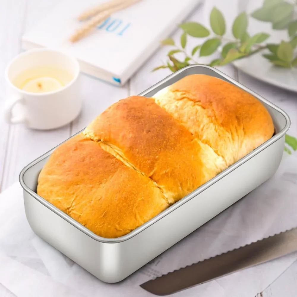 Loaf Pan for Baking Bread, 9 X 5 Inch Stainless Steel Baking Loaf Pans, Metal Bakeware for Bread Meatloaf Cake Brownies, Healthy & Non Toxic, Easy Release & Dishwasher Safe - Set of 3