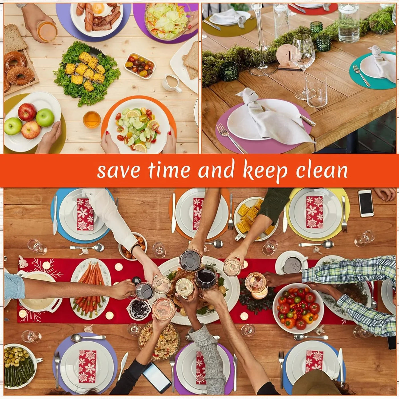 120 Pcs Disposable Paper Placemats 12 Inch round Paper Place Mats Blank Table Mats for Restaurant Catering Dining Weddings Birthday Table Holiday Parties Supplies(Colorful)