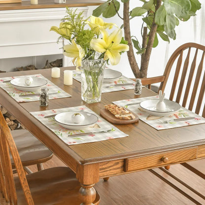 Buffalo Plaid Bunny Rabbit Ears Flower Easter Placemats for Dining Table, 12 X 18 Inch Spring Summer Seasonal Holiday Rustic Vintage Washable Table Mats Set of 4