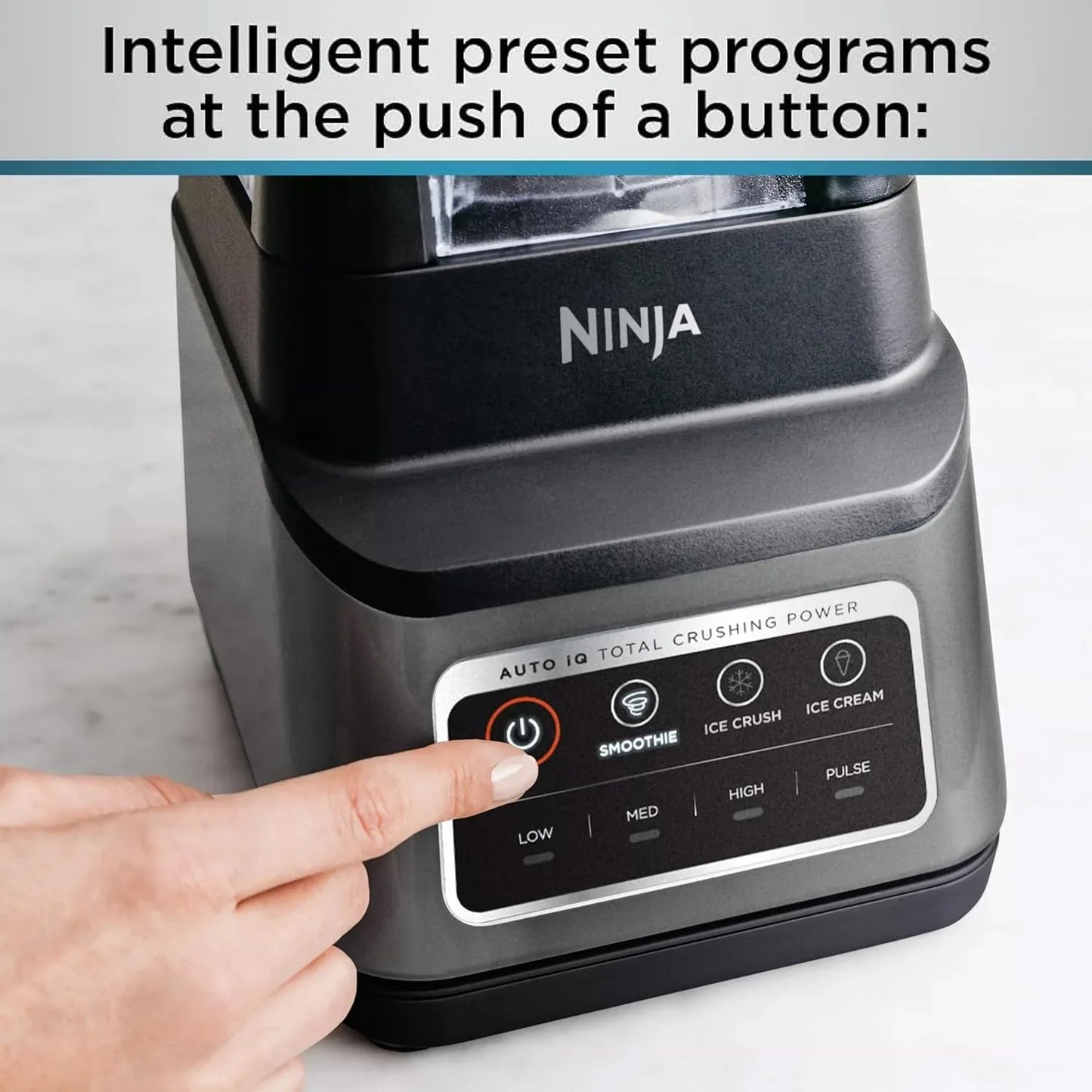 Professional plus Blender | Max Power Smoothie Blender, Ice Cream Maker, Frozen Drink Mixer & Margarita Machine | 3 Auto IQ™ Presets, 1400 W, 72Oz Total Crushing Pitcher | Dark Grey, BN701