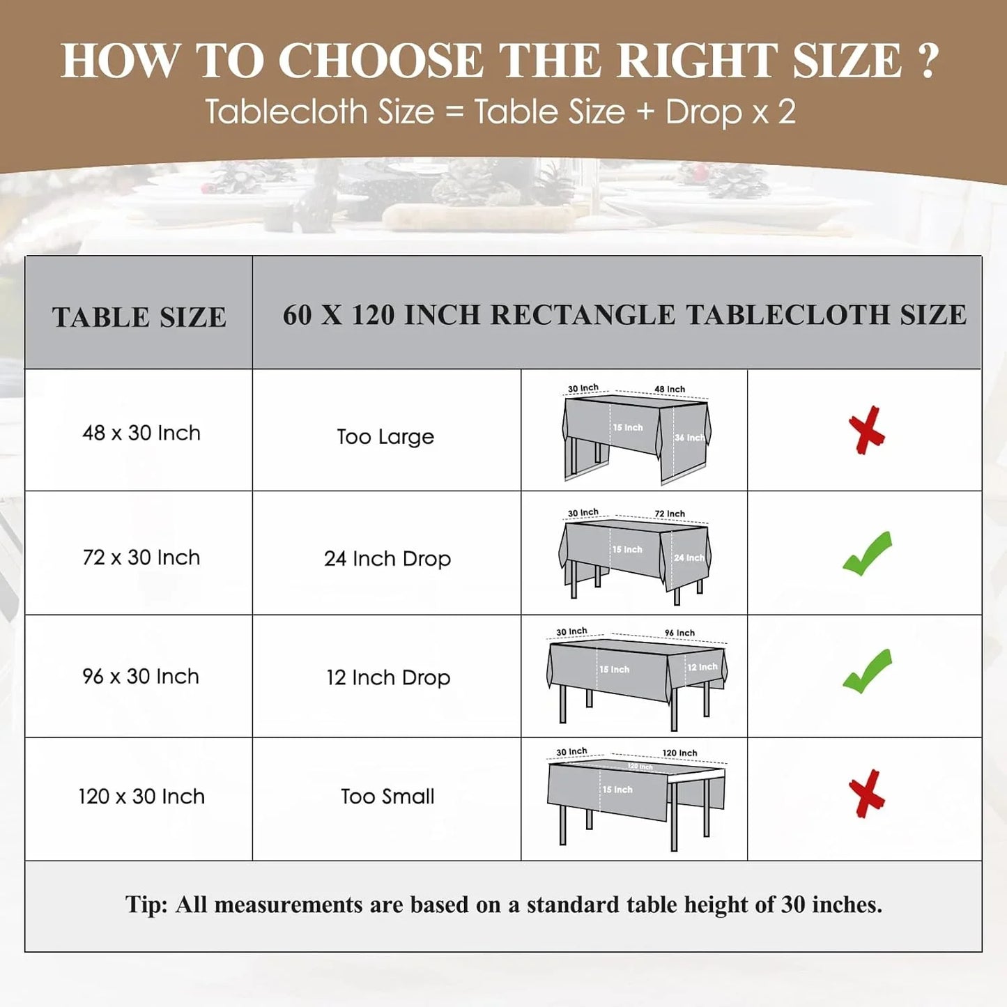 Rectangle Tablecloths 60X120 Inch 6 Pack Ivory Tablecloth for 6Ft Washable Decorative Linen Polyester Table Cloths for 8Ft Dining Table Banquets Buffet Parties and Wedding