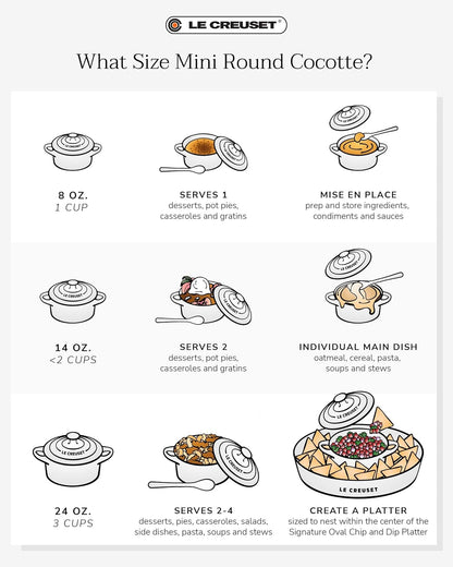 Stoneware Mini round Cocotte, 8 Oz., Flame