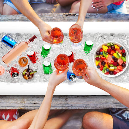 Inflatable Serving Bars Ice Buffet Salad Serving Trays Food Drink Holder Cooler Containers Indoor Outdoor BBQ Picnic Pool Party Supplies Luau Cooler W Drain Plug