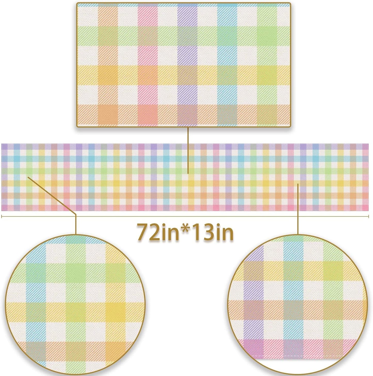 Easter Buffalo Plaid Check Table Runner Spring Holiday Farmhouse Fireplace Kitchen Dining Room Home Party Decoration (13" X 72")