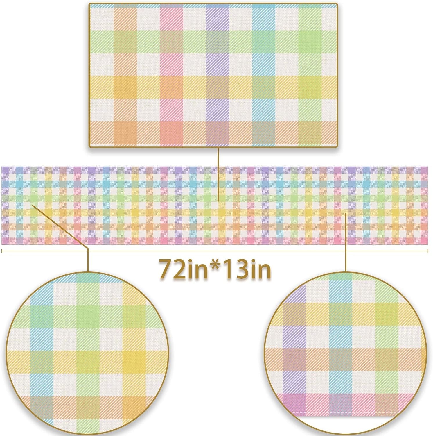 Easter Buffalo Plaid Check Table Runner Spring Holiday Farmhouse Fireplace Kitchen Dining Room Home Party Decoration (13" X 72")