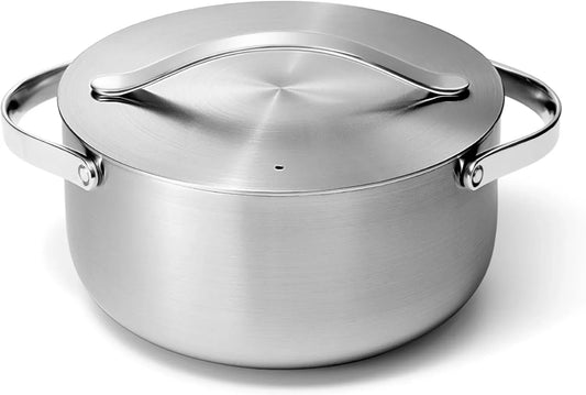 Stainless Steel Dutch Oven (6.5 Qt) - 5-Ply Stainless Steel - Oven Safe & Stovetop Agnostic - Non Toxic, PTFE & PFOA Free