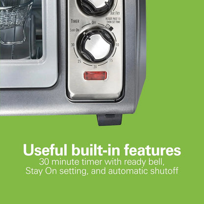 Air Fryer Toaster Oven Combo with Large Capacity, Fits 6 Slices or 12” Pizza, 4 Cooking Functions for Convection, Bake, Broil, Roll-Top Door, Easy Reach Sure-Crisp, Stainless Steel