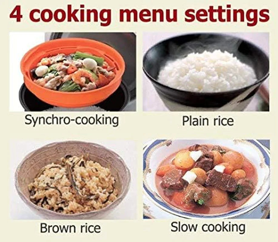 JBV-A10U 5.5-Cup (Uncooked) Micom Rice Cooker and Warmer with Tacook Food Steamer Cooking Tray Technology, White