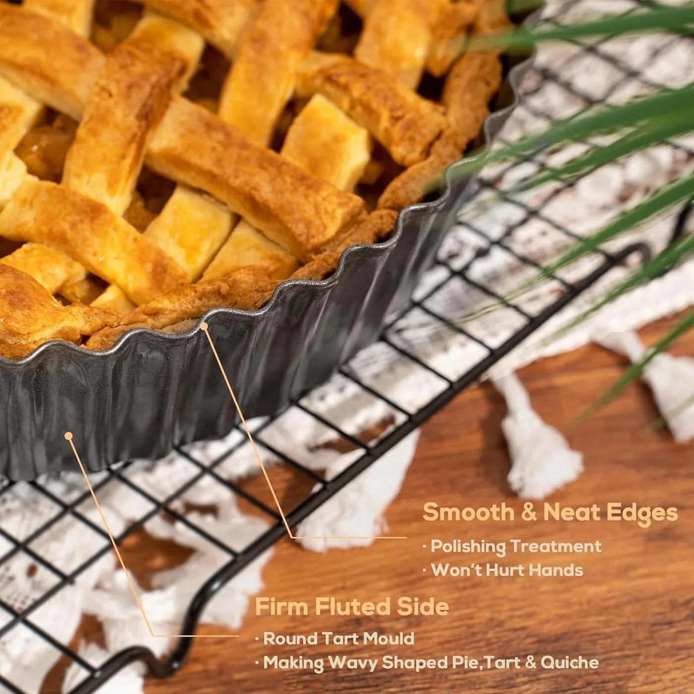2 Pack 9.5 Inches Pie Pan with Removable Bottom for Baking, Deep Quiche Tart Pan Non Stick for Oven, Fluted Pie Dish Plate Tin for Apple, Pot Pies, Cheesecakes and Desserts