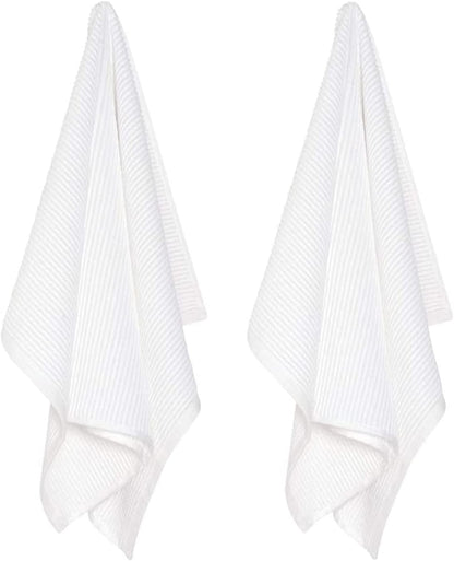 Ripple Cotton Dish Towels White 18 X 28In, Set of 2