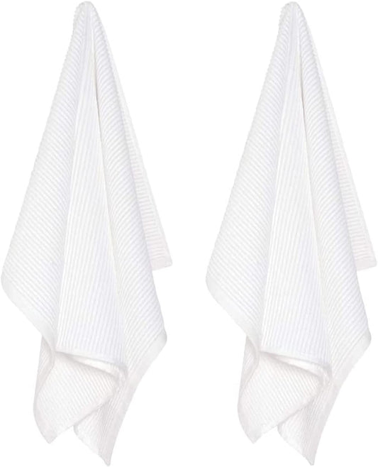 Ripple Cotton Dish Towels White 18 X 28In, Set of 2