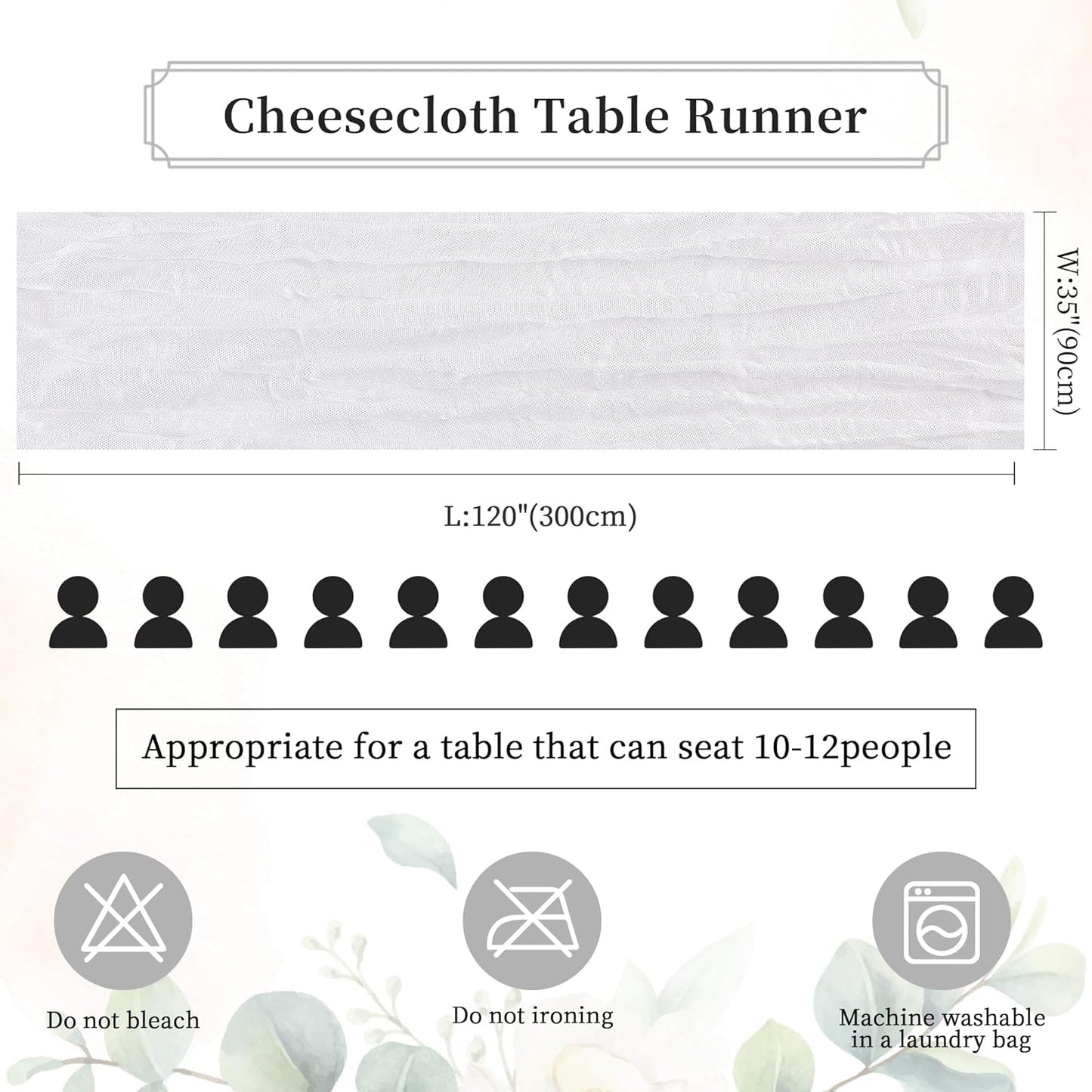 6 Pack White Cheesecloth Table Runner 10FT Long Easter Spring Boho Gauze Table Runner Rustic Sheer Runner for Spring Wedding Bridal Baby Shower Birthday Party Table Decor Easter Decorations