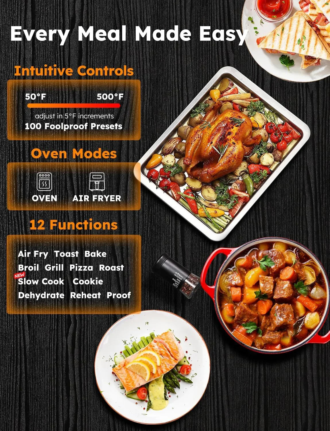 Bravo XL Pro Air Fryer Toaster Oven, Improved 100% Super Convection, Quicker & Crispier Results, 100 Presets, Multi-Layer Even Cooking, 50-500F, Smart Probe, PFAS Free, 30QT, Stainless Steel