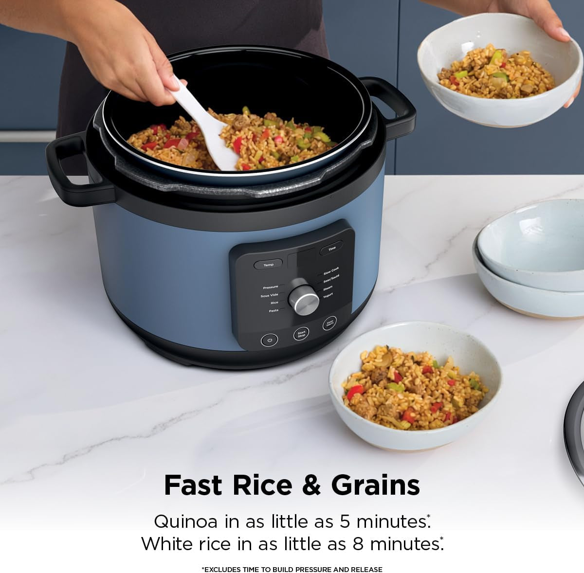 Hyperheat 9-In-1 6.5-Qt Pressure Cooker | Steams, Slow Cooks, Sears, Sautés, Sous Vide, Yogurt & More | with Simpliserve Pot | Powerful 1200-Watt | Blue Macaron | PC201