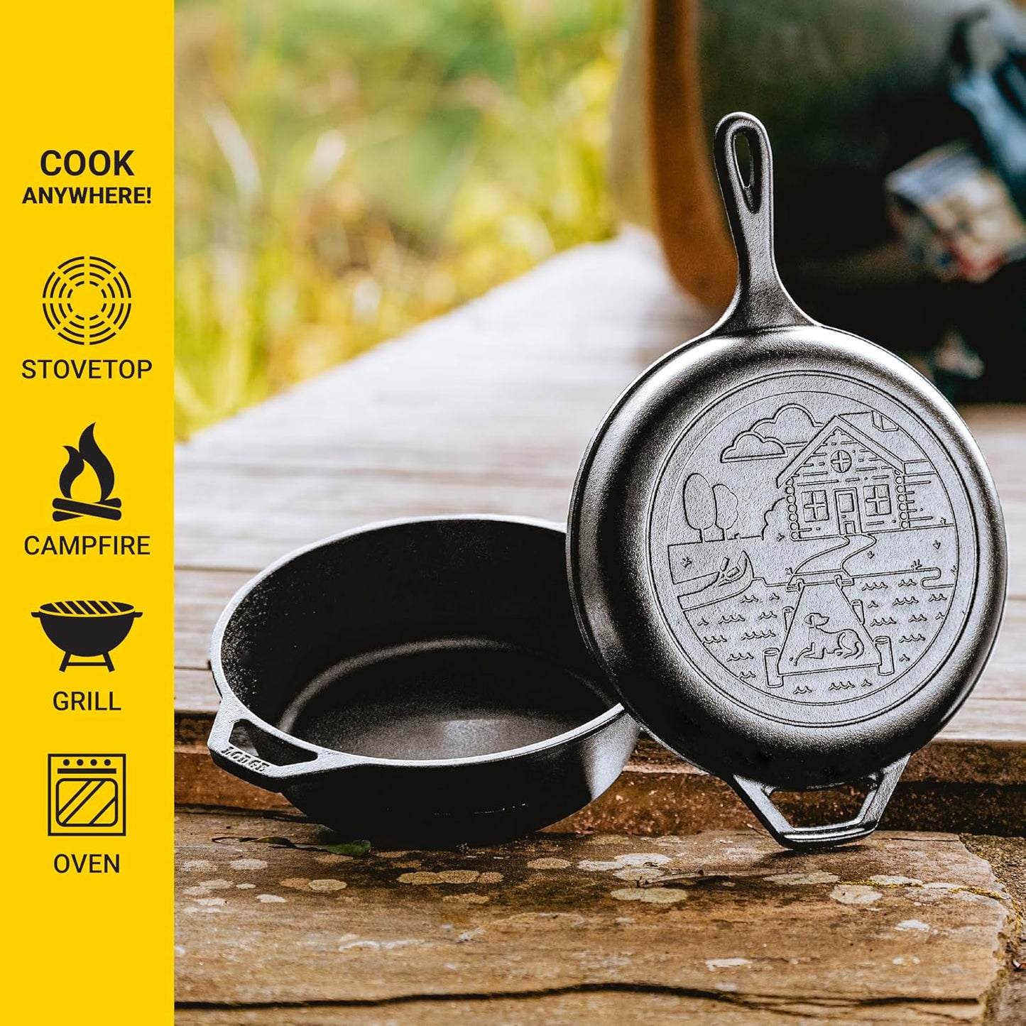 Cast Iron Wanderlust Series, Cabin Combo Cooker, 3.2 Quart