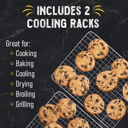Cooling Rack for Cooking and Baking - 8” X 11 ¾" Set of 2 Stainless Steel, Oven Safe Grid Wire Cookie Cooling Racks