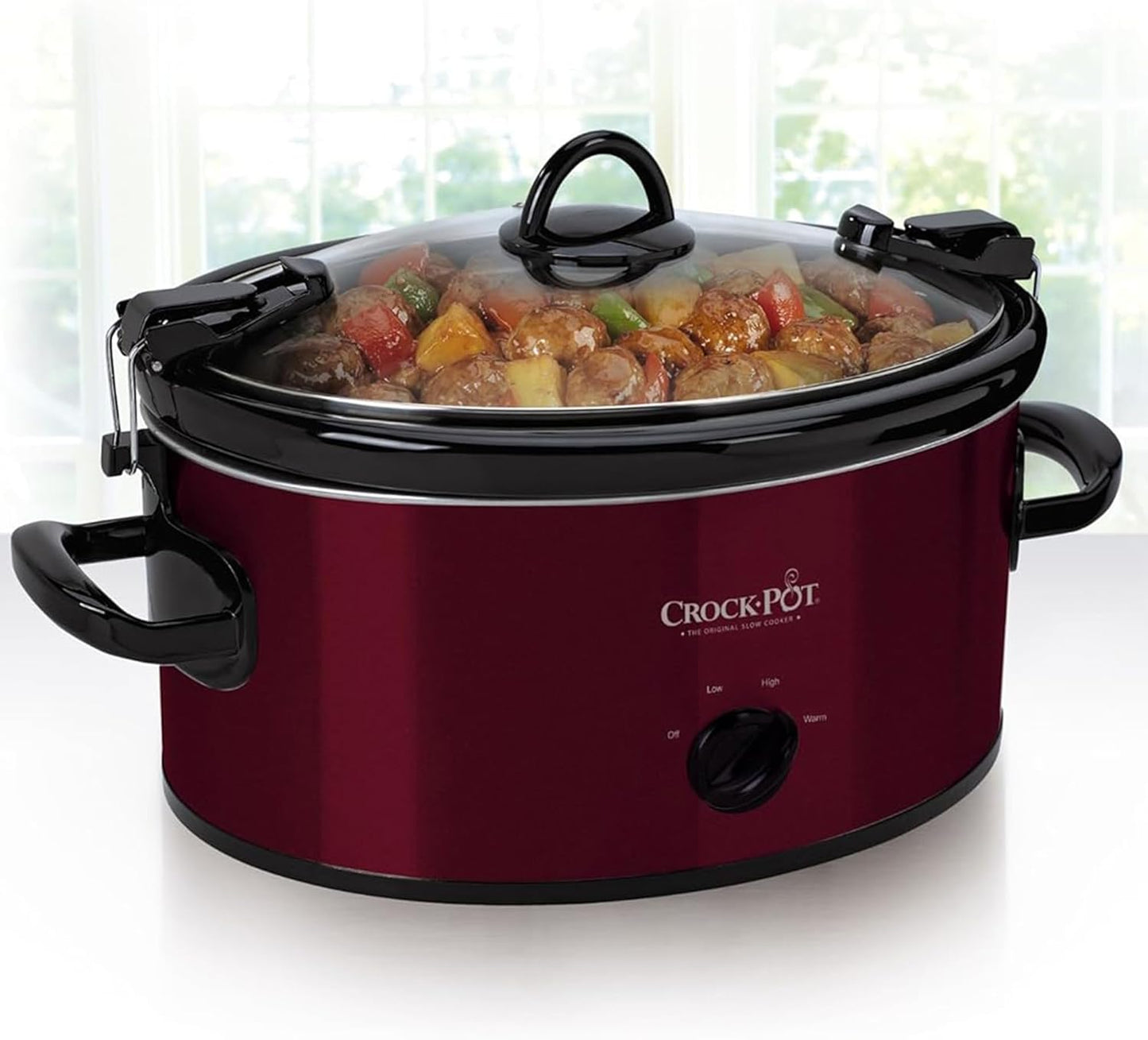 6-Quart Cook & Carry Oval Manual Portable Slow Cooker, Red - SCCPVL600-R
