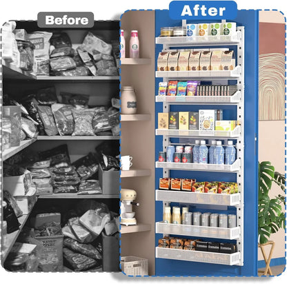 8-Tier over the Door Organizer, Heavy Duty Metal Pantry Organizer and Storage with Adjustable Baskets, 2-In-1 Hanging or Wall Mounted Shelf for Kitchen, Bathroom, Laundry Room-Large Spice Rack