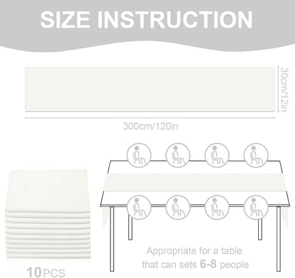 10 Pack 10Ft White Chiffon Table Runners Wedding Table Runner Sheer Romantic Tulle Table Runner for Christmas Wedding Bridal Tea Party Baby Shower Birthday Party Table Decorations(120 X 12 In)