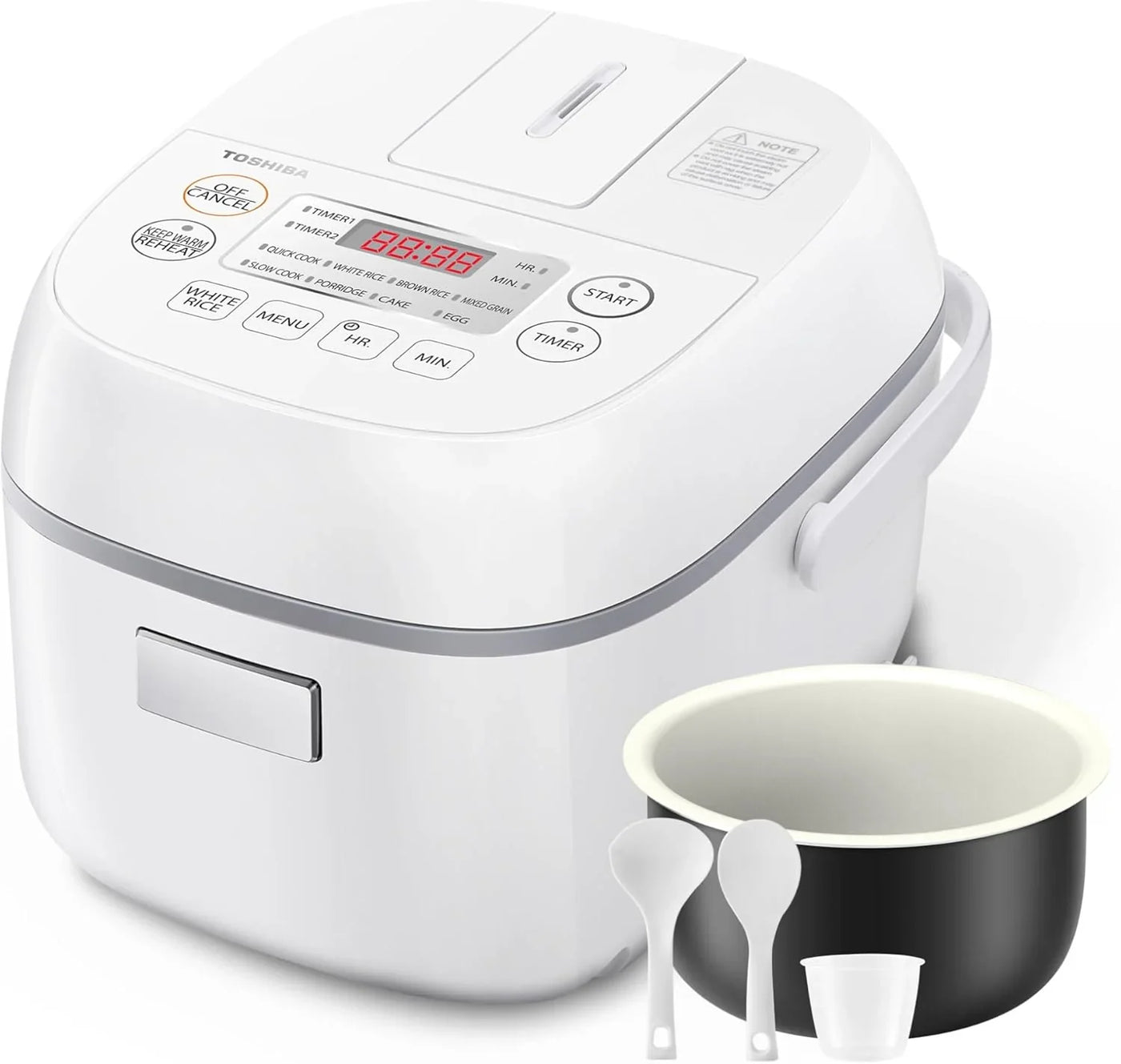 Mini Rice Cooker, 3 Cups Uncooked Small Rice Cooker, Steamer & Warmer, with Fuzzy Logic and One-Touch Cooking, 24 Hour Delay Timer and Auto Keep Warm Feature, White