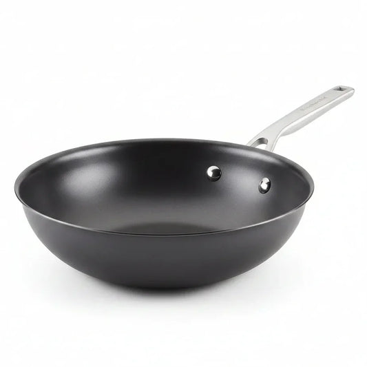 Nonstick wok with stainless steel handle for everyday cooking
