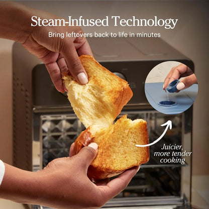 Wonder Oven | 6-In-1 Stainless Steel Air Fryer Toaster Oven Combo with Basket, Rack, Pan & Tray | Compact 13 QT Countertop Capacity - Toast, Roast, Bake, Reheat, Broil & Steam | Blue Salt