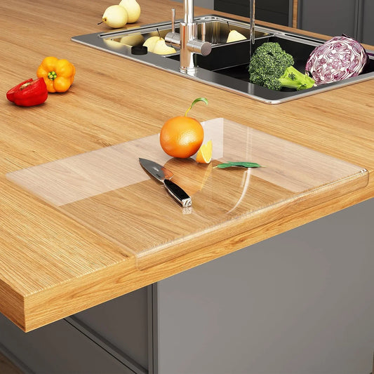 Acrylic Cutting Board with Counter Lip, Anti-Slip, 16 X 12.5 Inches, Clear – Perfect for Cutting Bread, Meat, and Vegetables, Ideal Choice for Kitchen Countertop Décor