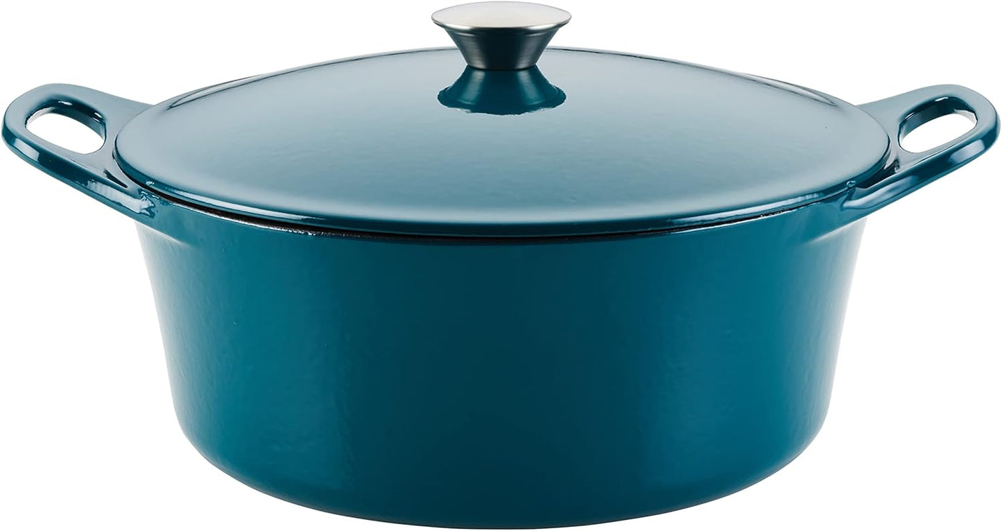 Enameled Cast Iron Dutch Oven/Casserole Pot with Lid, 5 Quart, Teal