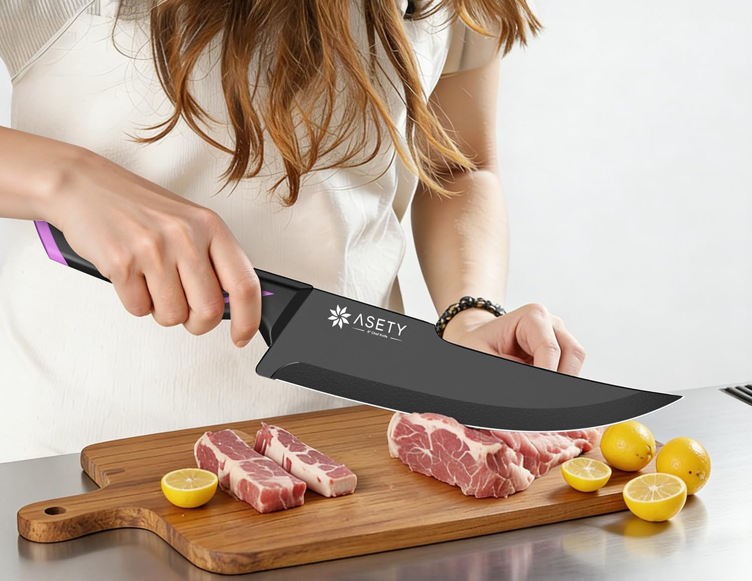 Knife Set - 15 PCS Kitchen Knife Set with Built-In Knife Sharpener Block - Stainless Steel Knife Block Set - Dishwasher Safe, Elegant Box for Men Women