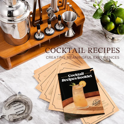 Cocktail Shaker Set Bartender Kit with Stand | Bar Set Drink Mixer Set with All Essential Accessory Tools: Martini Shaker, Jigger, Strainer, Mixer Spoon, Muddler, Liquor Pourers |Silver