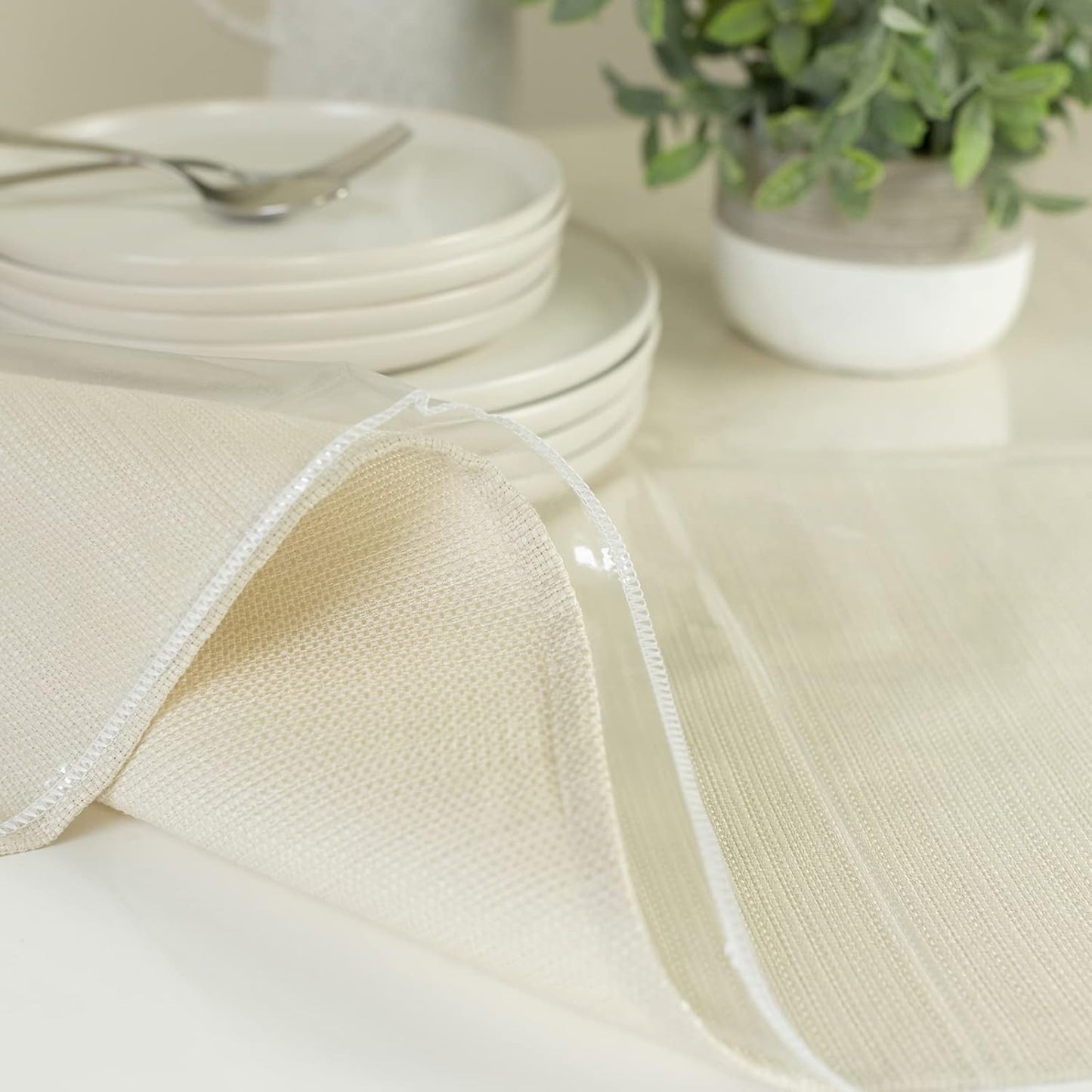 Heavy Duty Crystal Clear Plastic 100% Waterproof Tablecloth Protector, Vinyl PVC Table Cloth, Oil Spill Proof Wipe Clean Table Cover for Dining Tables (60" X 124" Rectangular/Oblong)