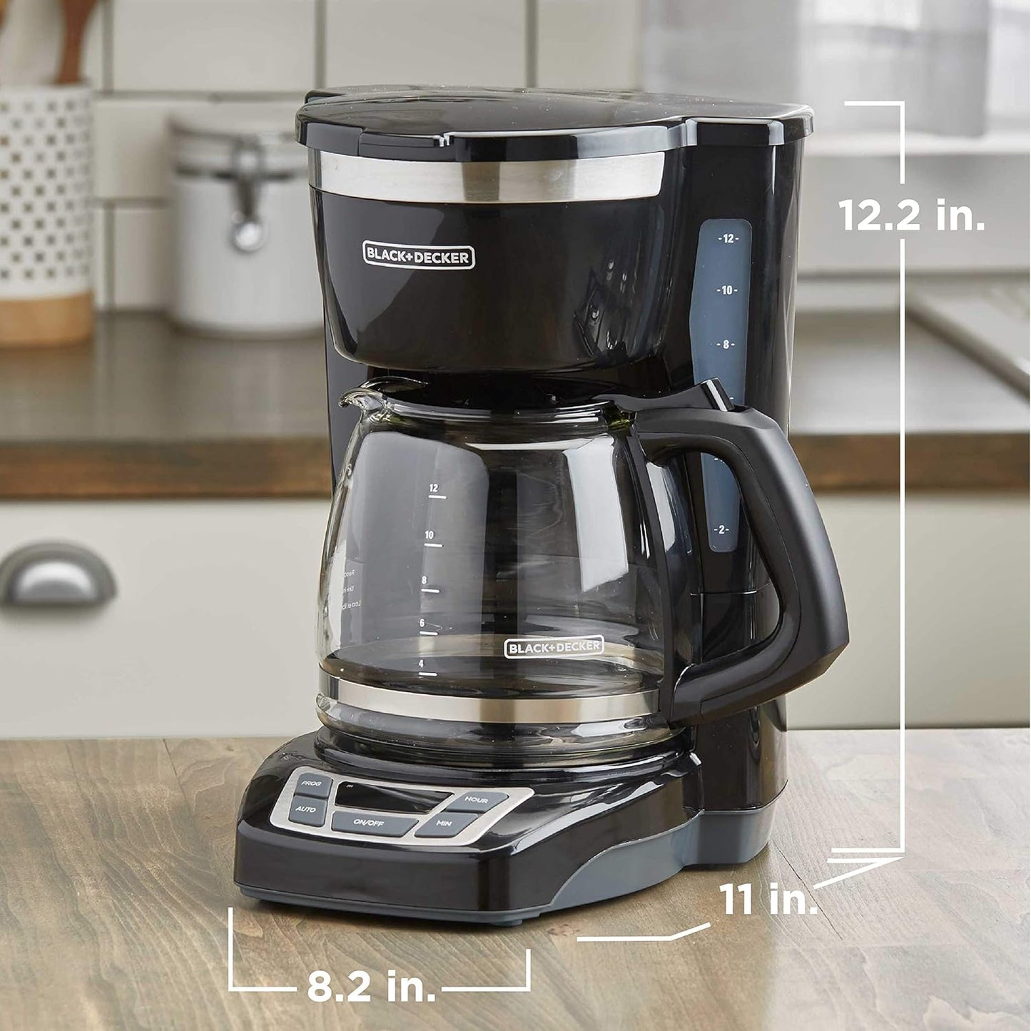 12-Cup Digital Coffee Maker, Programmable, Washable Basket Filter, Sneak-A-Cup, Auto Brew, Water Window, Keep Hot Plate, Black