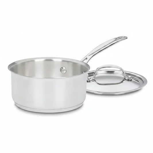 Stainless steel saucepan with lid, ideal for everyday cooking and kitchen essentials
