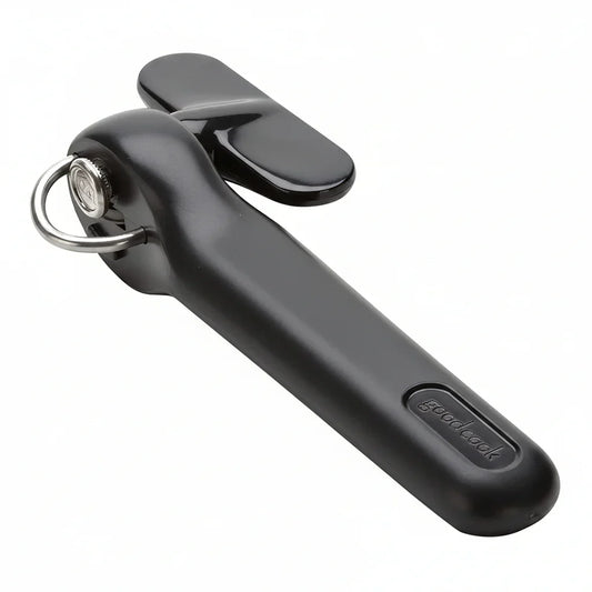 Black Good Cook can opener with ergonomic handle and metal ring, kitchen tool for easy can opening