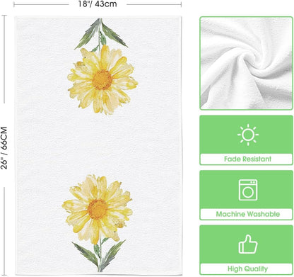 Yellow Hello Sunshine Daisy Bless This Home Spring Kitchen Towels Dish Towels, 18X26 Inch Seasonal Summer Decoration Hand Towels Set of 4
